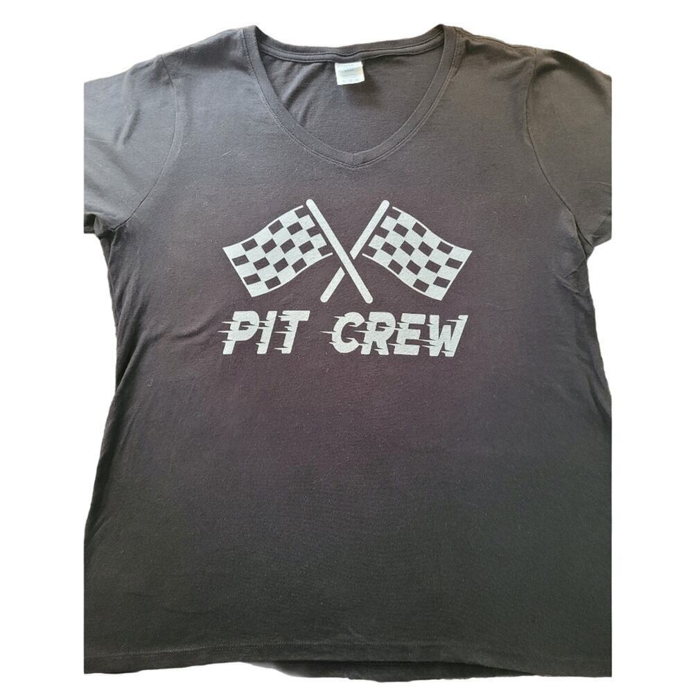 Rolling Stone and Pit Crew Black Graphic V Neck T-Shirt‎ Sz XL